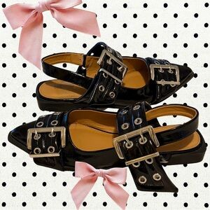 Black Buckle Flats